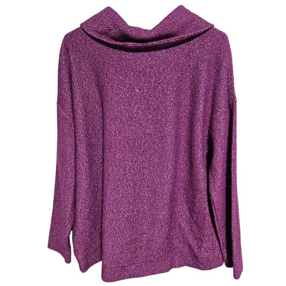 Lands End Cowl Neck Sweater Womens Size Large Purple Knit Pullover Long Sleeve - Picture 2 of 5